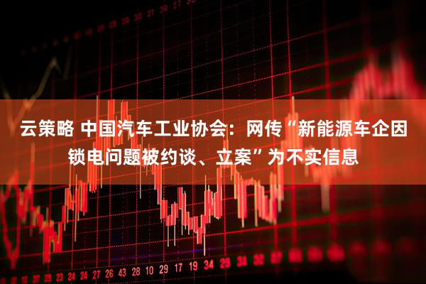 云策略 中国汽车工业协会：网传“新能源车企因锁电问题被约谈、立案”为不实信息